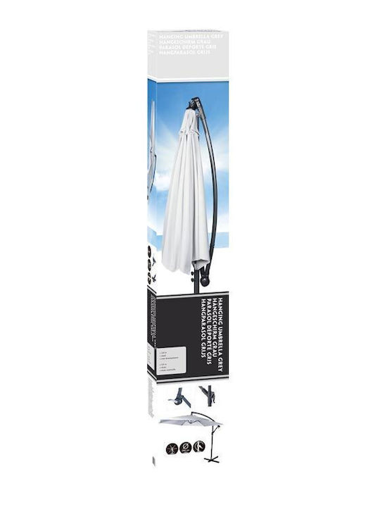 Hanging Circular Aluminum Garden Parasol White Diameter 3m