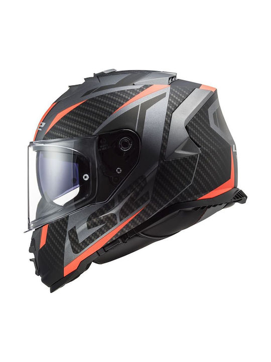 LS2 FF800 Storm II Racer Full Face Helmet with Pinlock and Sun Visor ECE 22.06 1400gr Matt Titanium Orange