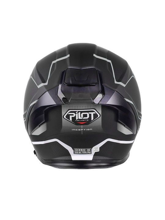 Pilot Alpha SV Black/Grey Matt Motorcycle Helmet Full Face ECE 22.06 1550gr with Sunvisor