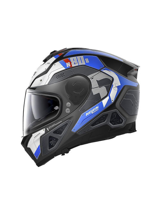 Nolan N80-8 Flat Black/Blue 36 Motorcycle Helmet Full Face ECE 22.06 with Sunvisor 61555