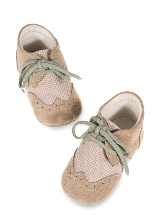 Babywalker Βαπτιστικά Δερμάτινα Sneakers Αγκαλιάς Μπεζ