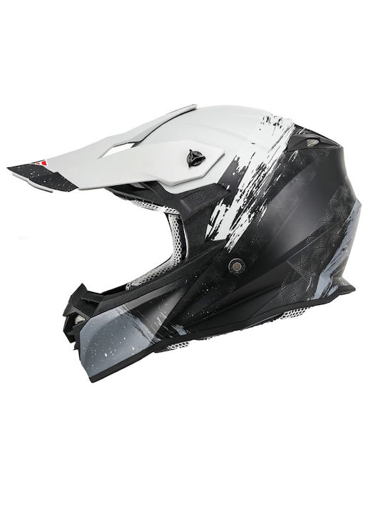 Faseed 617 Black/Grey/White Matt Motorcycle Helmet Motocross