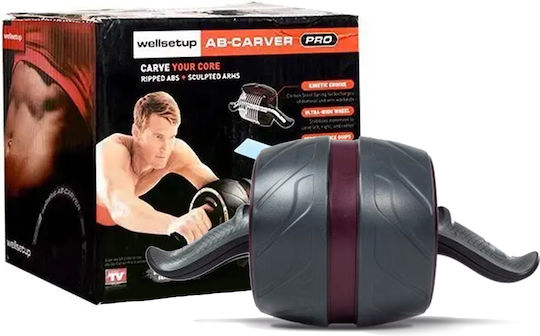 AB-Carver Pro WT-E56 Ρόδα Κοιλιακών Μαύρη με Αντιολισθητικές Λαβές και Στρωματάκι για τα Γόνατα