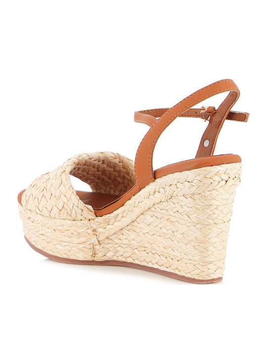 Women's Leather Platform Shoes Beige