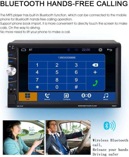 Auto-Audiosystem 2DIN (Bluetooth/USB/AUX) mit Touchscreen 7"