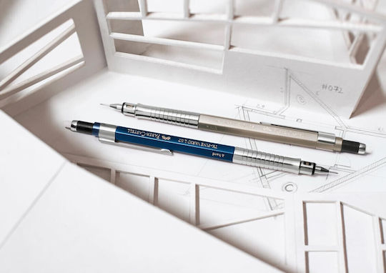 Faber-Castell Tk-fine Vario L Mechanischer Bleistift zum Zeichnen Metallisch 0.5mm mit Radiergummi 1Stück Blau