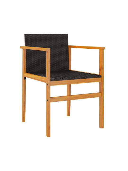 Καρέκλα Εξωτερικού Χώρου Rattan Μαύρο 2τμχ 55x55x78εκ.