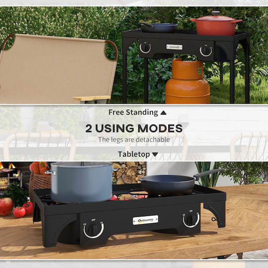 Outsunny Gas Grill for Camping 79x40x73cm