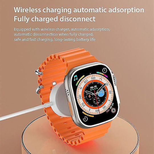 Qian I20 Ultra Max 2.3' 49mm + Bluetooth HandsFree Gift + Protective Glass Wireless Charging Waterproof 10 +1 Set Men's Women's Black