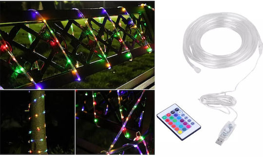 Φωτοσωλήνας 100 Λαμπάκια USB (5V) RGB με Προγράμματα 10m IP65