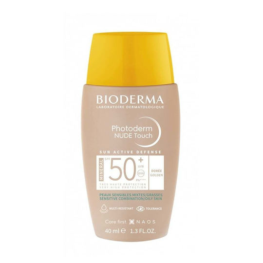 Bioderma Nude Touch Mineral Αντηλιακή Κρέμα Προσώπου SPF50 με Χρώμα Golden 40ml