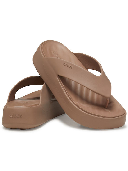 Crocs Women's Platform Flip Flops Brown