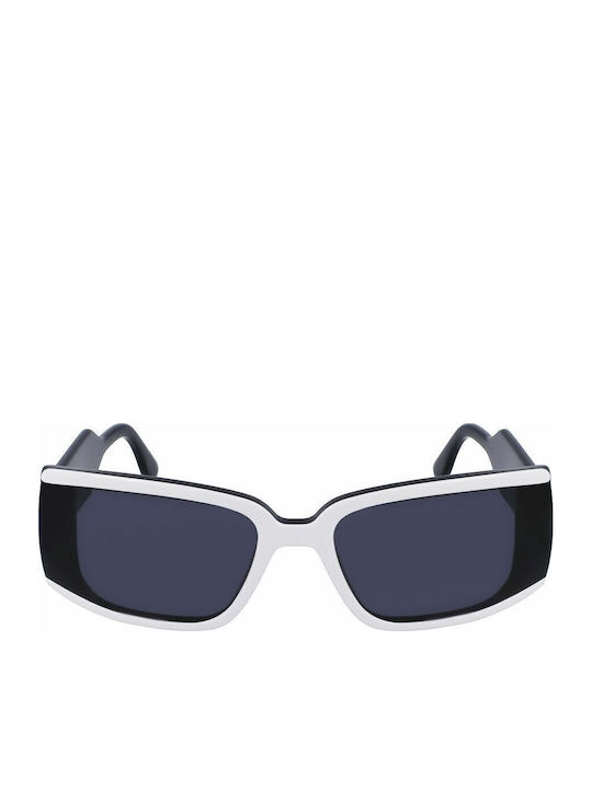 Karl Lagerfeld Unisex Sunglasses with White Plastic Frame and Black Lens S0379371