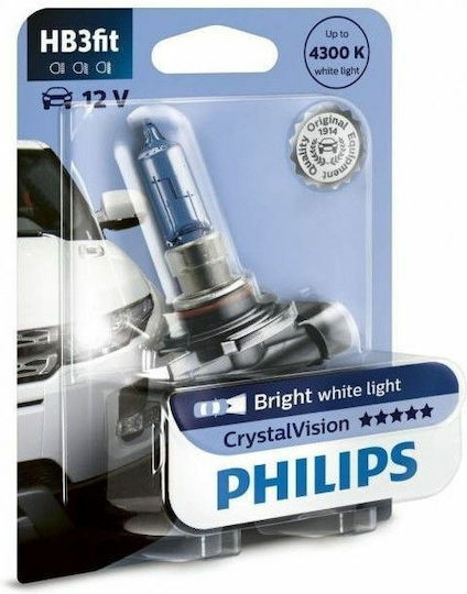 Philips Lămpi Autoturismului & Motocicletei CrystalVision HB3 Halogen 4300K Alb natural 12V 60W 1buc