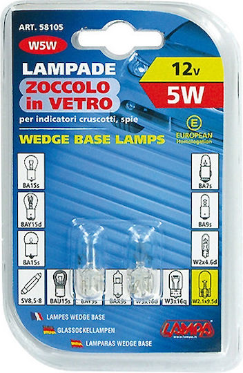 Lampa Lamps Car W5W Halogen White 12V 5W 2pcs