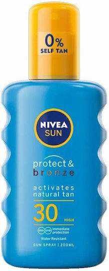Nivea Protect & Bronze Αδιάβροχη Αντηλιακή Λοσιόν Σώματος SPF30 σε Spray 200ml