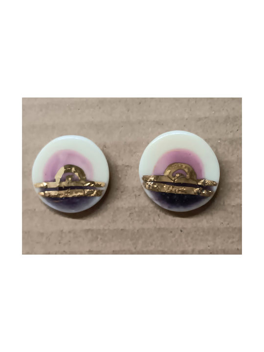 Earrings Porcelain Purple-Gold