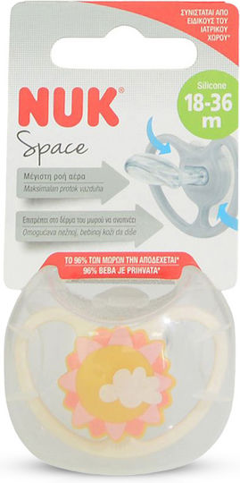 Nuk Space Orthodontic Pacifier Silicone with Case Sun - Beige-Yellow for 18-36 months