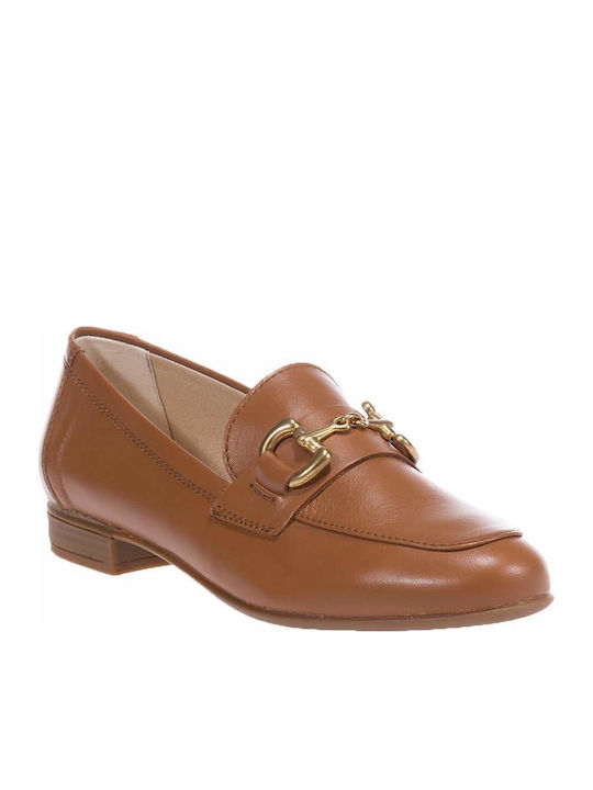 Leather Women's Loafers in Tabac Brown Color