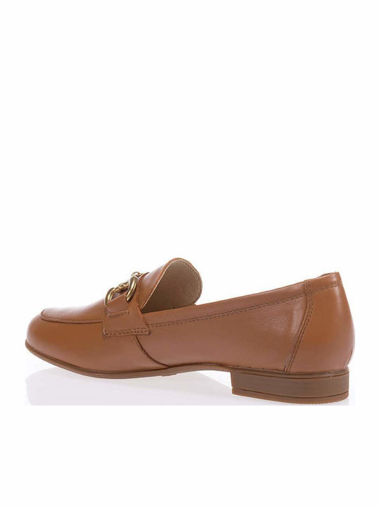 Leather Women's Loafers in Tabac Brown Color
