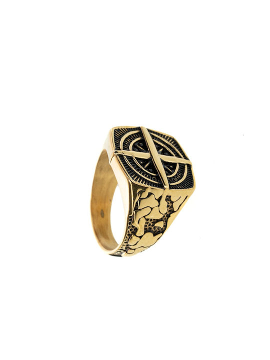 FantazyStores Herren Ring aus Stahl Vergoldet