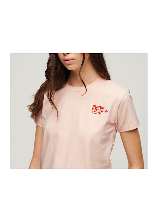 Superdry Γυναικείο Αθλητικό T-shirt Ροζ