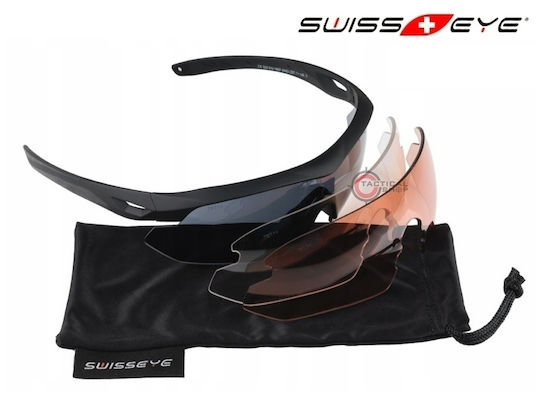 Swiss Eye Shooting Glasses Nighthawk Set of 3 Lenses with Anti-Scratch Coating, Anti-Glare & UV Protection Green