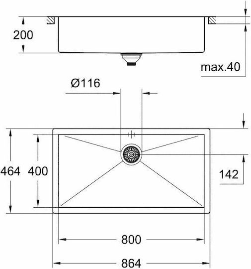 Grohe K 700 Ένθετος Νεροχύτης Inox Σατινέ Μ86xΠ46cm Ασημί