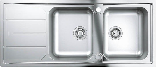 Grohe K 500 Chiuvetă Bucătărie Drop-In Inox Neted Finisaj Satinat L116xL50cm Argintiu Grohe K 500 Chiuvetă Bucătărie Drop-In Inox Neted Finisaj Satinat L116xL50cm Argintiu