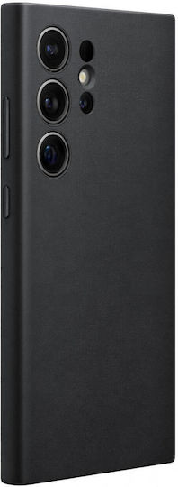 Samsung Vegan Leather Back Cover Leather Set with Glass Black (Samsung S24 Ultra S928)