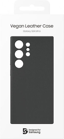 Samsung Vegan Leather Back Cover Leather Set with Glass Black (Samsung S24 Ultra S928)