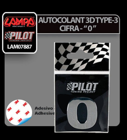 Lampa Adhesive Number for Car "0" 2.8cm in Silver Colour 0788.7-LM