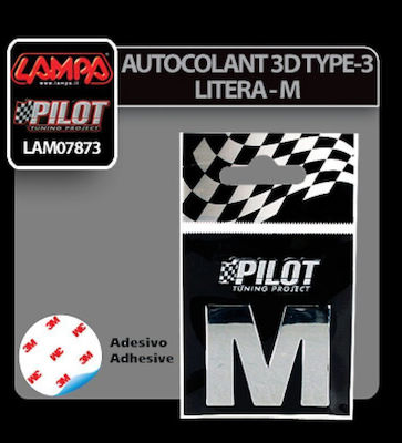 Lampa Adhesive Letter for Car "M" 2.8cm in Silver Colour 0787.3-LM