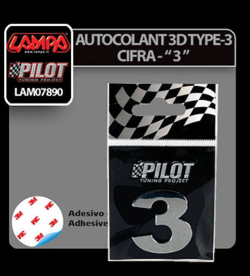 Lampa Adhesive Number for Car "3" 2.8cm in Silver Colour 0789.0-LM