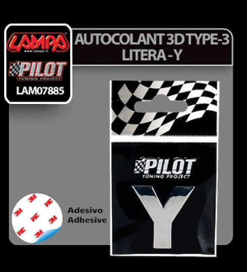 Lampa Car Letter Stickers "Y" 2.8cm in Silver Color 1pcs