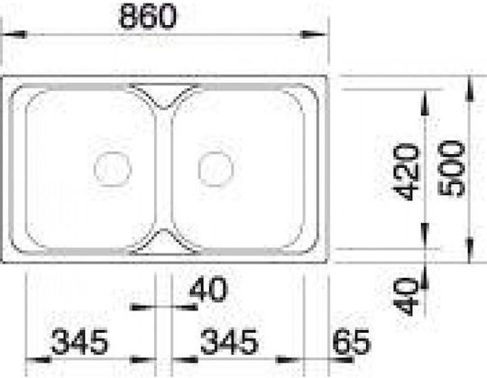 Blanco Типо 8 Drop-In Кухненски Мивка Inox Дължина 86xШирина 50см Сребрист