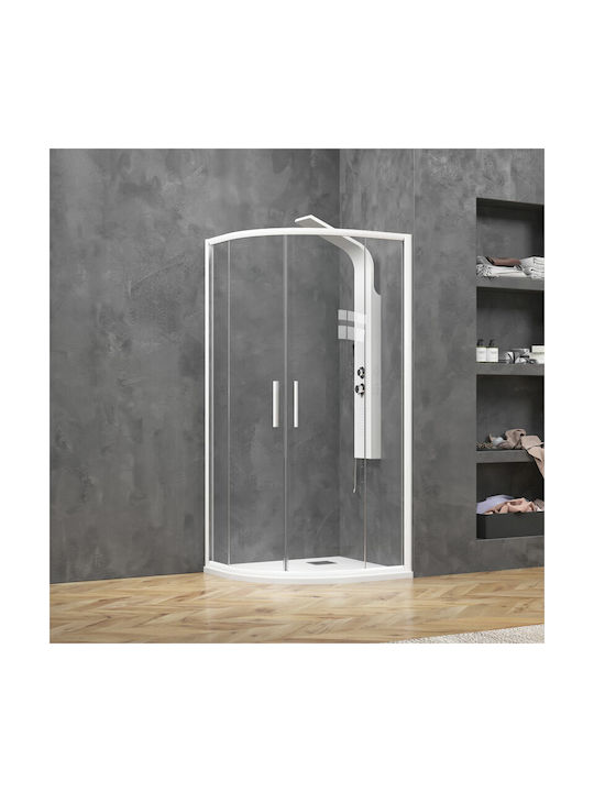 Karag Efe 200 Cabin for Shower Semi-circular with Hinged Door 90x90x190cm Clear Glass Bianco