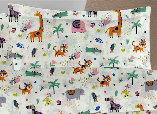 Dimcol Παιδικό Πάπλωμα Μονό Kids Zoo White-Multi 160x240εκ.