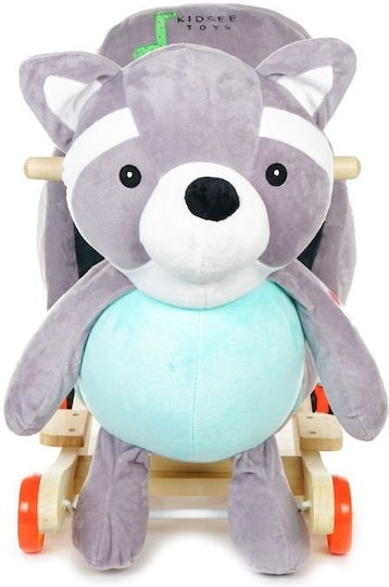 Kidsee Fabric Rocking Toy Raccoon with Sounds & Wheels with Max Load Capacity 30kg Gray