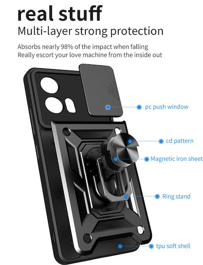 Techsuit Shield Back Cover Plastic / Silicone Black (Motorola Edge 30 Fusion)