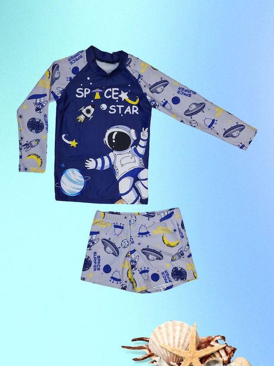 Kinder Badeanzug Set Boxer Shirt W0526 Mehrfarbig