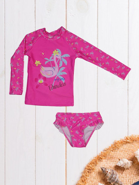 Kinder Badeanzug Set Oberteil Slip R2316 Fuchsia