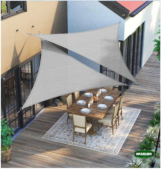 Grasher Ε220 Τρίγωνο Πανί Σκίασης Γκρι με Κρίκους 3.6m 180gr/m²