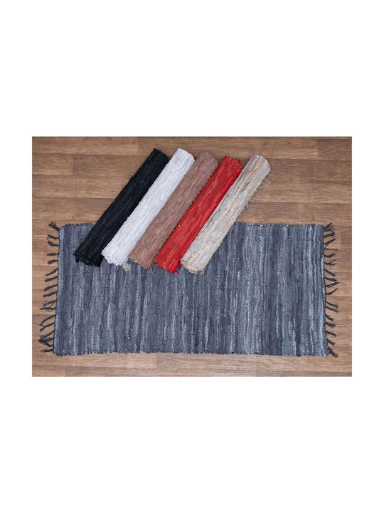 Viopros Rug Fireplace Rectangular Leather with Fringes 8 Grey