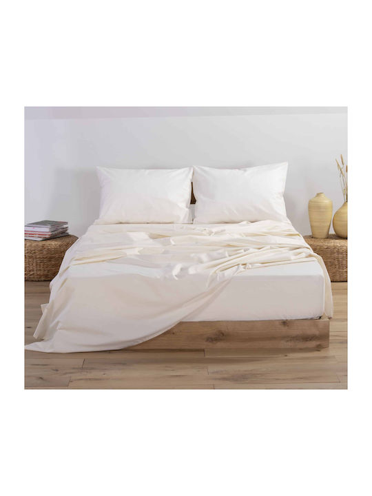 Nef-Nef Homeware Sheet Semi Double with Elastic 120x200+30cm. Basic 016797 729 Cream