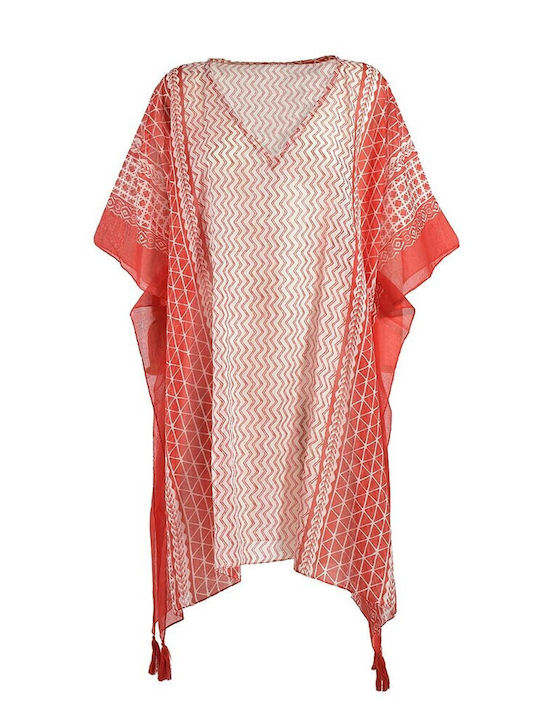 Ble Resort Collection Καφτάνι Παραλίας Κόκκινο Ble Resort Collection Καφτάνι Παραλίας Κόκκινο