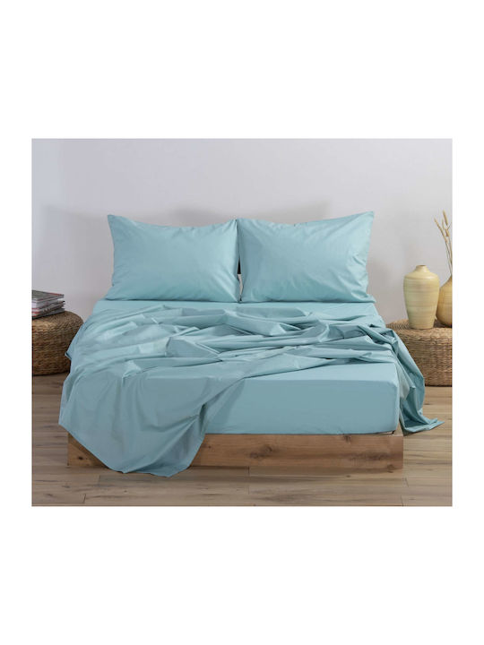 Nef-Nef Homeware Σεντόνι Διπλό με Λάστιχο 140x200+30εκ. Basic Aqua