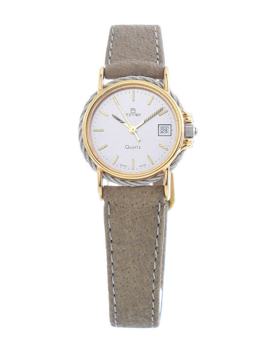 Tetra Damen Uhr mit Gray Lederarmband