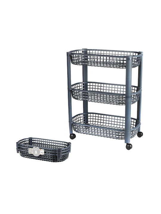 Kitchen Rack Plastic 3 Tiers Blue 46.5x26x59cm