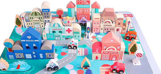 Ecotoys Wooden Building Blocks City For 3+ Years 115 Pieces